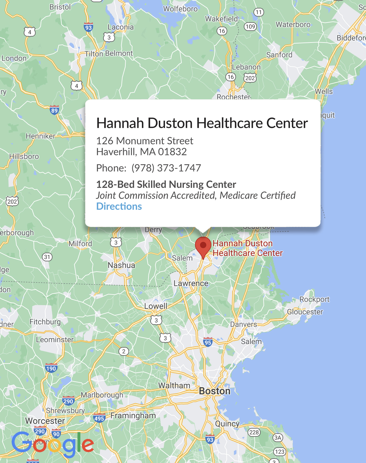 Skilled Nursing Facility, Hannah Duston Healthcare Center Haverhill, MA