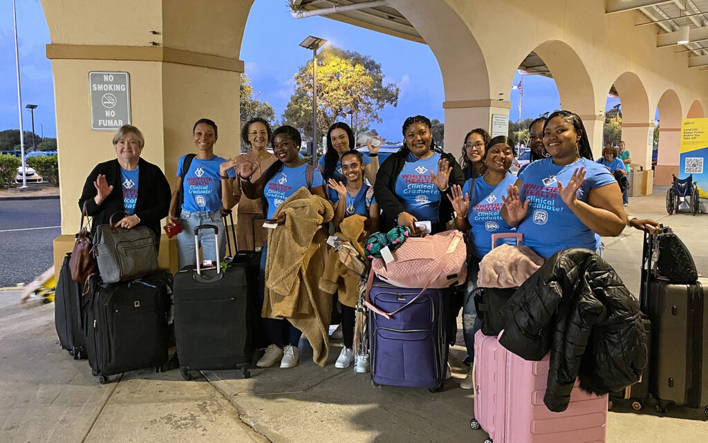 UVI nursing students clinical rotations Whittier Rehabilitation Hospital Bradford, Nursing students from the University of the Virgin Islands travel to Massachusetts for clinical rotations in a study abroad experience at Whittier Rehabilitation Hospital-Bradford.